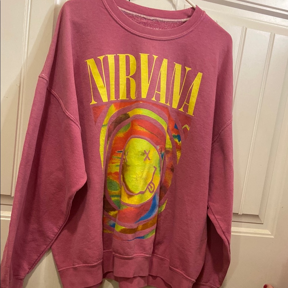 Urban Outfitters Pink Nirvana Graphic Sweatshirt